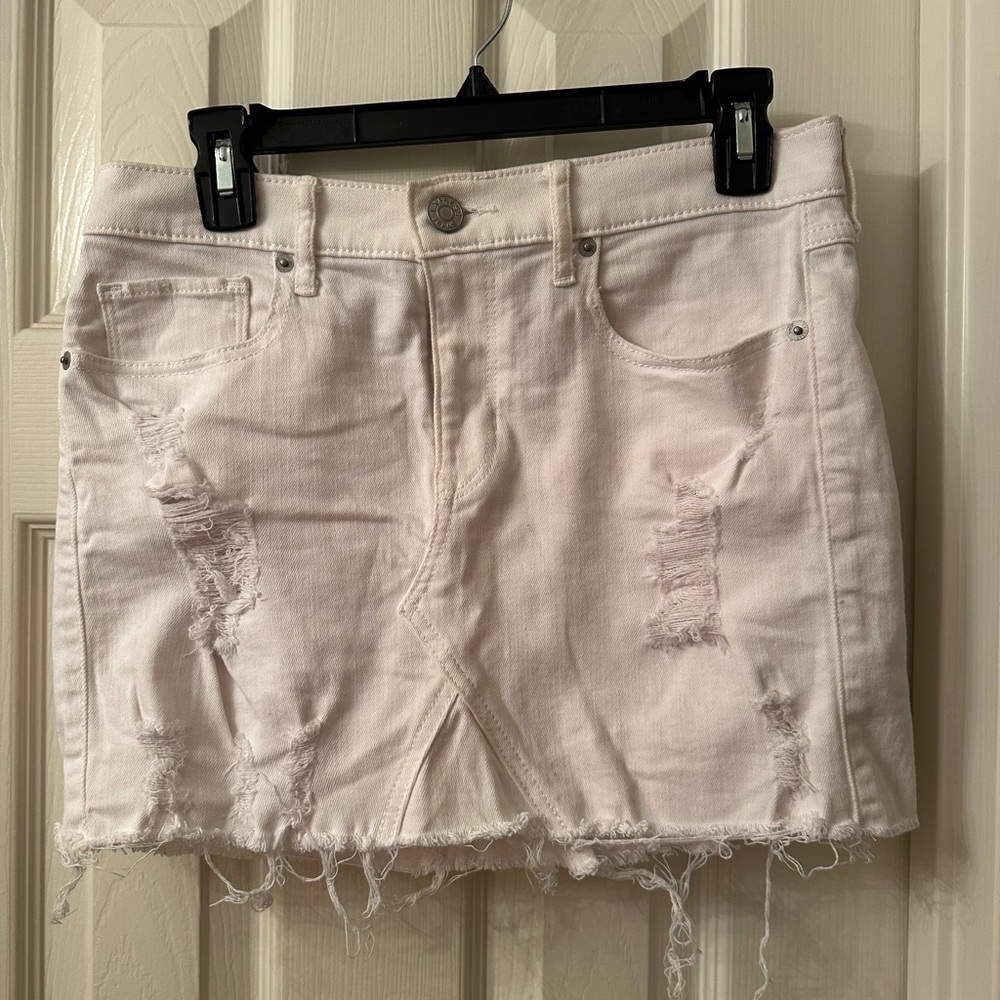 Stylish Distressed white Denim Skirt